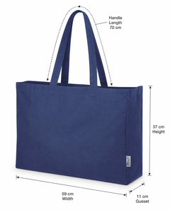 กระเป๋าผ้าฝ้ายรีไซเคิล 220 GSM ขนาด 59x37x11 ซม. พร้อมช่องด้านใน รับทำโลโก้ตามสั่ง กระเป๋าช้อปปิ้งนำกลับมาใช้ใหม่ได้ ผู้ผลิต OEM ODM สำหรับธุรกิจ B2B - Product Image 2