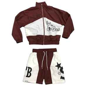 Ensemble court pour homme personnalisé OEM, qualité supérieure, en nylon, avec sweat à capuche zippé et coupe-vent demi-zippé, idéal pour le jogging – Vente chaude - Product Image 1