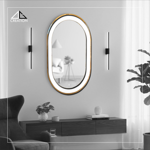 Espejo de Baño de Pared con Marco de Acero Inoxidable con Recubrimiento PVD, Antivaho, Ecológico, Elegante e Irregular - Product Image 2