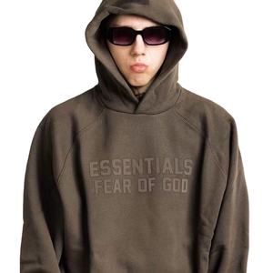 Sweats à capuche en coton vierge avec logo personnalisé pour hommes et femmes unisexe à épaules tombantes en éponge française sans ficelle - Product Image 3