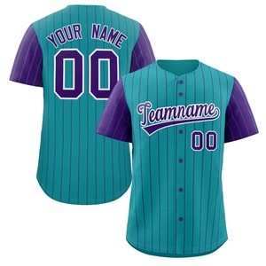 Maillot de baseball personnalisé blanc rayé marine à manches courtes boutonné uniforme de softball - Product Image 5