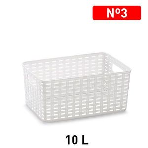 Cesta in Rattan N3 10L 33X22CM Cesto Portaoggetti in Plastica Bianca - Product Image 3