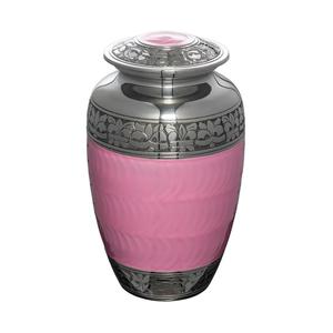 Pink Aluminium Memorial Urn Threaded Lid Cremation Keepsake <b>Casket</b> Engraved Floral Human <b>Ashes</b> Funeral Use - Product Image 1