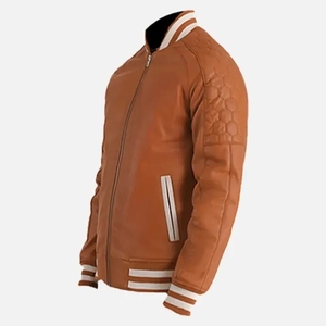 Chaqueta de béisbol de cuero personalizada Alpha Bomber Heavy para hombre, estilo universitario, de cuero genuino, con servicio OEM frontal. - Product Image 3