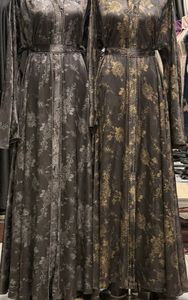 Wholesale Umbrella Abaya Stone Work Handmade Sequined Arabic Dubai Style Full Flare Nida Fabric Evening Party Dress - Product Image 3