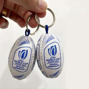 Custom <b>Mini</b> Rubber Rugby <b>Ball</b> Keychain With Logo Printing Promotional Rugby <b>Ball</b> Keyring For Sports Events, Corporate <b>Branding</b> - Product Image 1