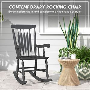 Sedia a dondolo da giardino con schienale alto in legno, nera, resistente, per esterni - Product Image 4