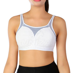 Soutien-gorge de sport respirant à maintien élevé avec logo frontal, design simple, en tissu doux Spandex/Nylon pour confort et soutien - Product Image 3