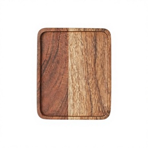 ถาดเสิร์ฟไม้กระถินณรงค์แท้ ทำมือ เป็นมิตรกับสิ่งแวดล้อม สไตล์อเมริกัน สำหรับกาแฟ/ชา ใช้กับเครื่องล้างจานและไมโครเวฟได้ - Product Image 2