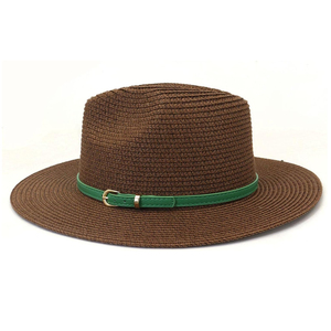 Brown Wide Brim <b>Straw</b> <b>Hat</b> With Green Band Unisex Casual Spring Summer Wear Hot Selling Fashion Casual Premium Quality Large Brim - Product Image 6