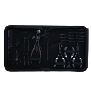 Kit de Herramientas para Extensiones de Cabello Negro – Alicates para Microperlas, Herramienta de Gancho y Bucle, Peine de Cola, Alicates para Extensiones Adhesivas, Cortador de Cinta Adhesiva - Product Image 1
