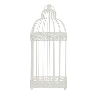 Cage à oiseaux élégante en métal, conçue avec un dessus ouvert, des bols d'alimentation, des perchoirs et des roulettes incluses - Product Image 1