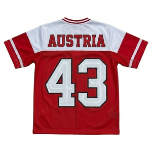Maillot de football d'Autriche unisexe rouge et blanc 43 col en V manches courtes en mesh respirant pour adulte, impression sublimée - Product Image 4