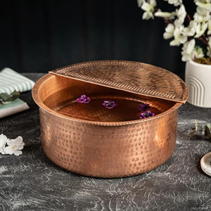 Round Metal Copper Pedicure Bowl With Handle Foot Spa Bowl And Nail Grooming At SPAS At Wholesale Price - Product Image 6