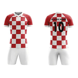 Uniformes de Fútbol Personalizados de Alta Calidad, Transpirables, Ligeros y Ecológicos, con Cuello en V, Manga Corta, 100% Poliéster, 20 Unidades - Product Image 1