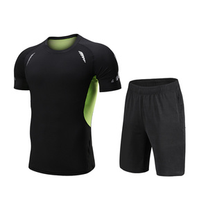 Vêtements de sport pour hommes, entraînement, gym, course à pied, shorts et t-shirt, ensembles deux pièces, matériaux respirants et anti-transpiration - Product Image 5