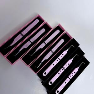 GETUP BROSONS IMPEX Pink Isolation/90/ Degree Stainless Steel Eyelash Tweezers Precision Tool World Peace Edition Packaging - Product Image 2