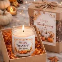 Bougie artisanale en verre personnalisée pour Thanksgiving, Noël, le Nouvel An chinois, écologique, à base de cire de soja, parfumée aux fleurs, sans fumée