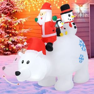 Decorazioni natalizie gonfiabili da giardino di 1,8 m con Babbo Natale, pinguino e pupazzo di neve animati e luci. - Product Image 3