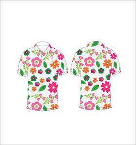 Camisa polo con estampado floral en blanco, rosa y naranja para hombre, camisa de golf informal de verano de manga corta - Product Image 3