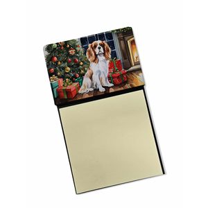 Cozy Christmas Cavalier Spaniel Sticky Note Holder Nuevos blocs de notas autoadhesivos recargables Accesorio de escritorio en blanco Tarjeta/Dispensador de notas - Product Image 1