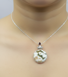 Natural Ocean Jasper and <b>Garnet</b> Gemstone Pendant 925 Sterling Silver Rose Gold Yellow Gold Plated Healing Boho Jewelry Gift her - Product Image 2