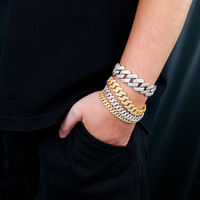 Pulsera de Cadena Cubana ZAWO de Oro Blanco 925 con Diamantes VVS1 de Corte Brillante Cultivados en Laboratorio, Lujosa y Elegante, Regalo de Boda
