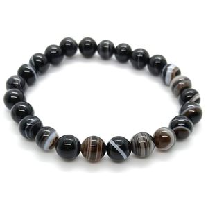Bracelet en agate Hakik Sulemani naturelle, perles rondes de 8 mm, bracelet extensible en pierres précieuses, bijoux unisexes, vente en gros - Product Image 2