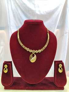 <b>Indian</b> 18K Gold Plated Brass Women's Trendy Lock Design Micro Insert Necklace Set Engagement Wedding Party Anniversary Jewelry - Product Image 2