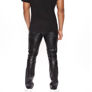 Pantalones de Cuero PU para Hombre, Ropa de Moda de Invierno, Pantalones de Cuero de Cintura Alta con Cremallera, Pantalones de Cuero de Color Sólido - Product Image 4