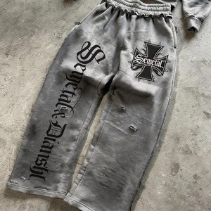 Premium Cotton Fleece Winter <b>Oversized</b> Hoodie Stacked Sweatpants Set Unisex Custom Logo Printed Baggy <b>Jogger</b> Tracksuit Men - Product Image 4
