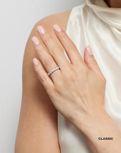 Anillos Apilables de Diamantes, Oro Sólido de 14k y 18k, Engaste de Puntas, Diamantes Redondos Cultivados en Laboratorio, Banda de Eternidad 3/4, Anillos de Boda Minimalistas, Brillantes y Delicados - Product Image 2