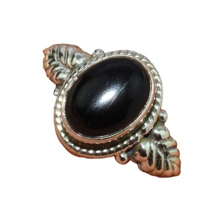 Anillos de plata de ley 925 con forma ovalada de felpa, joyería de piedras preciosas de ónix negro, joyería de plata de moda - Product Image 2