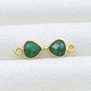 Emerald Bow Connector 6mm | Heart Bezel <b>Charm</b> | Jewelry Design Link Supply - Product Image 4