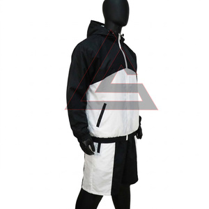 Conjunto Deportivo Corto Impermeable Ligero de Nailon Personalizado al por Mayor con Cierre de Cremallera para Correr y Trotar en Color de Contraste - Product Image 3