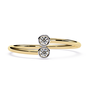 Anillo minimalista de oro de 18k Toi et Moi con engaste de bisel, diamante natural certificado por IGI, anillo de boda, anillo de compromiso. - Product Image 1