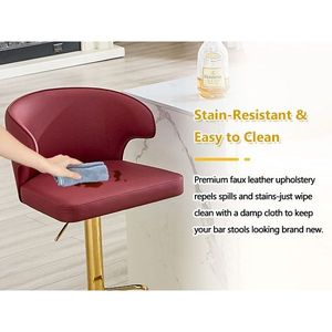 Taburete de Bar Moderno de Cuero PU, Silla Giratoria Ajustable con Respaldo para Cocina, Barra, Comedor - Product Image 2