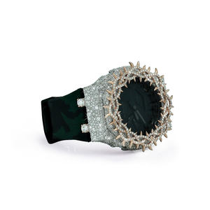 Montre de luxe à cadran rond, style demi-trône, entièrement sertie de diamants Moissanite, unisexe, pour toutes les occasions - Product Image 2