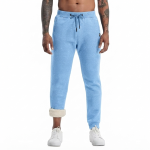 DROGEN EXPORTS Men Spring Sherpa Lined Fleece Lightweight Anti-Pilling <b>Linen</b>/Cotton Drawstring Closure Joggers Warm Athletic - Product Image 1