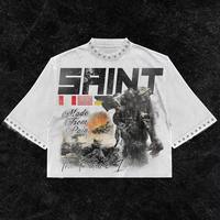 Camiseta Cómoda de Gran Tamaño, Tejida y Estampada, con Gráficos de Alta Definición, 100% Algodón Suave, Costuras Duraderas