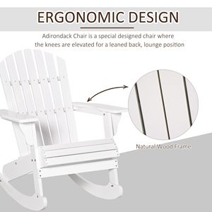 Sedia a dondolo pieghevole da giardino per esterni, stile Adirondack, con schienale a doghe bianche per spazi esterni - Product Image 5