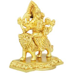 Escultura de diosa Durga de latón de 3 pulgadas hecha a mano pequeña obra de arte India para regalar - Product Image 2