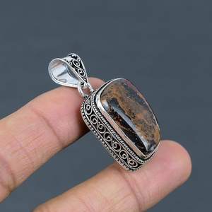 Boulder Opal Pendant Handmade 925 Sterling Silver Gemstone Jewelry Luxury Natural Stone Necklace <b>Gift</b> <b>For</b> <b>Her</b> - Product Image 2
