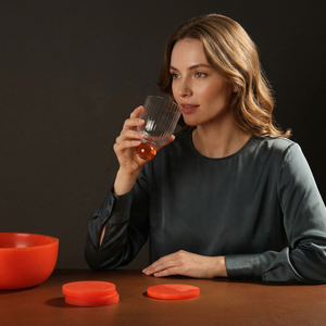 The Handmade Collection Resin <b>Coaster</b> Set Red Non-Slip Mats Eco-Friendly 10CM Diameter <b>for</b> Table <b>Drink</b> Protection Modern Design - Product Image 1