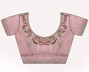 Sari de organza de viscosa adornado con detalles KV para ocasiones festivas - Sin arrugas y reversible - Product Image 6