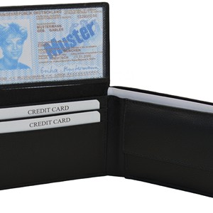 Men's Genuine Leather Slim Bifold <b>Wallet</b> with <b>RFID</b> Protection Card Holder Fold Closure Minimalist Style Black - Product Image 1