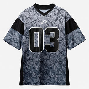 Camiseta de fútbol americano de malla oversize con camuflaje Black Real Tree, de poliéster, estilo urbano, para equipos, con logotipo personalizado, proveedor de marca privada - Product Image 3