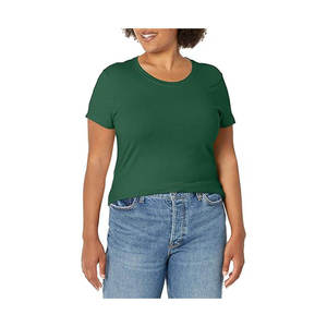 Women's <b>Green</b> Scoop Neck Short Sleeve T-Shirt Regular Fit Knitted Polyester Casual Wear All Seasons - Product Image 4