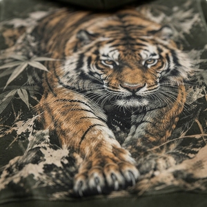 Sudadera con Capucha Oversize para Hombre, Diseño de Tigre Verde Oscuro, Estilo Urbano, ONEAPEX, Diseño Personalizado en la Espalda, Venta al Por Mayor - Product Image 6
