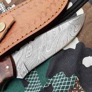 Cuchillo de Caza Hecho a Mano de Acero Inoxidable con Mango de Lámina y Funda de Cuero Fino, Cuchillo de Supervivencia - Product Image 6